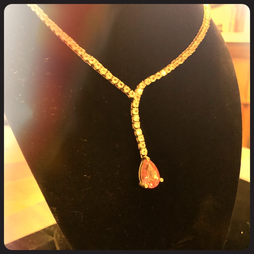 Authentic pink and white topaz necklace